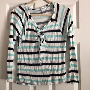 V-neck striped blouse